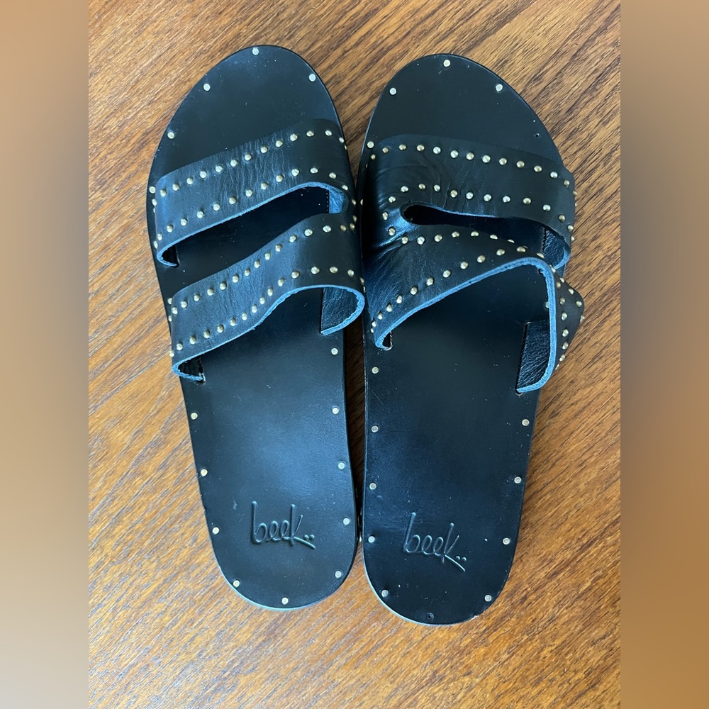 Beek sandals. Size 7. Quality Black Leather w/ stud details. - Picture 2 of 6